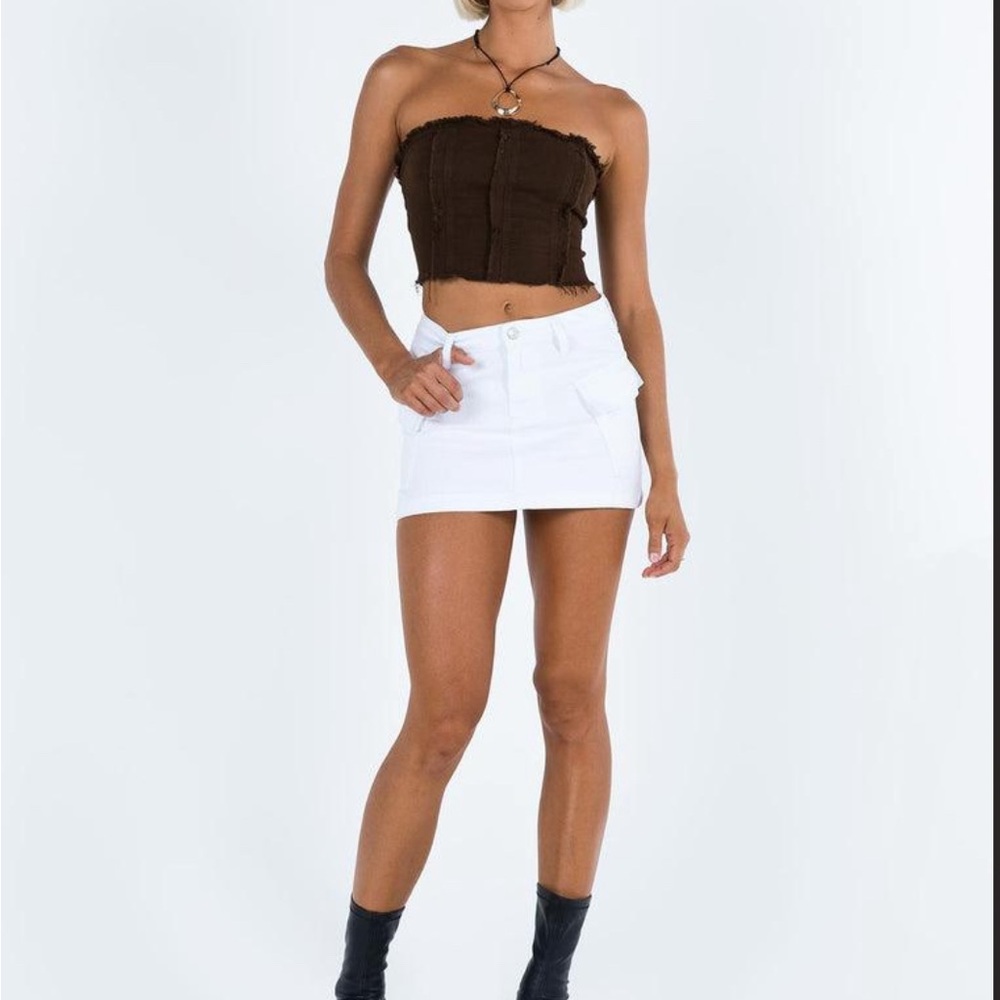 Princess Polly white denim mini Skirt with Pockets